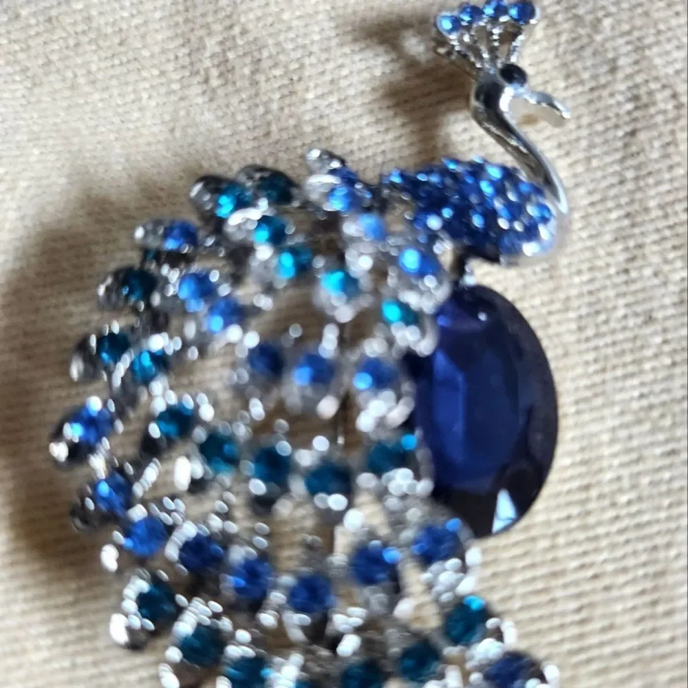 Elegant Blue Peacock Brooch